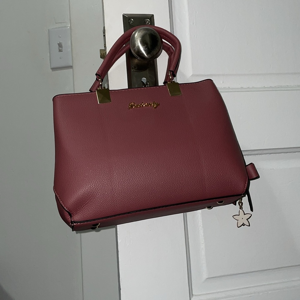 Mauve and Gold Women's Handbag
